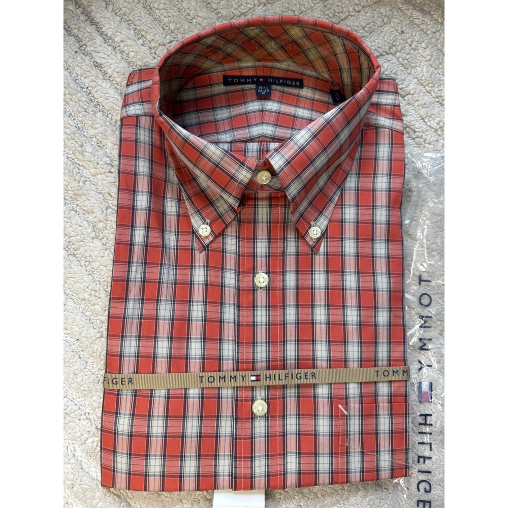 VINTAGE TOMMY HILFIGER Button Down Shirt Mens M Brick Red NEW